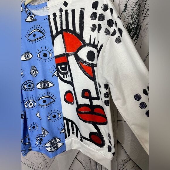 Oversized sweatshirt with abstract face M - Picture 2 of 4